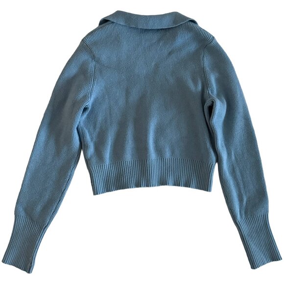Happily Grey Blue Cropped Button Sweater - Picture 2 of 4